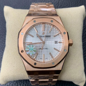 Replica Audemars Piguet Royal Oak 15450 Rose Gold JF Factory V5 Silver Dial watch