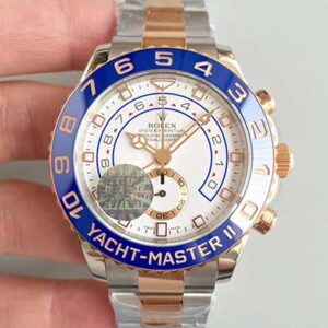 Replica Rolex Yacht Master II 116681 JF Factory Rose Gold White Dial watch