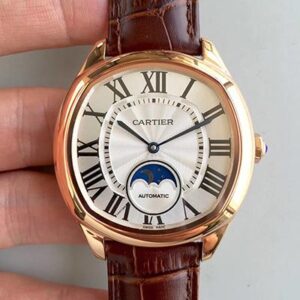 Replica Drive De Cartier Moonphase WGNM0008 Rose Gold Silver Dial watch