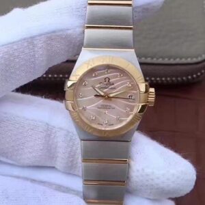 Replica Omega Constellation Double Eagle Lady 3S Factory Yellow Mother-Of-Pearl Dial watch