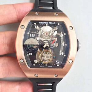 Replica Richard Mille RM001 Rose Gold Tourbillon JB Factory Black Dial watch