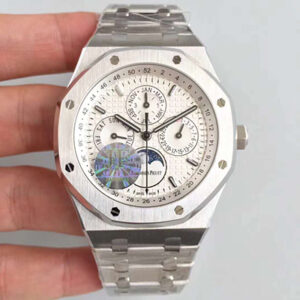 Replica Audemars Piguet Royal Oak Perpetual Calendar 26574ST.OO.1220ST.01 JF Factory Silver Dial watch