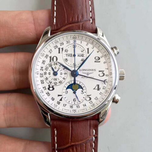 Replica Longines Master Collection Moonphase Chronograph L2.673.4.78.3 JF Factory White Dial watch