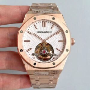 Replica Audemars Piguet Royal Oak Rose Gold Tourbillon Extra Thin 26522 R8 Factory White Dial watch