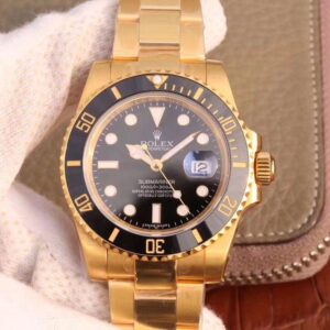 Replica Rolex Submariner Date 116618LN VR Factory Wrapped Yellow Gold Black Dial watch