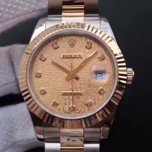 Replica Rolex Datejust II 126333 41MM Diamond-studded Rose Gold Dial watch