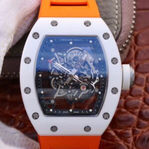 Replica Richard Mille RM055 Skeleton Dial Orange Strap KV Factory V2 watch