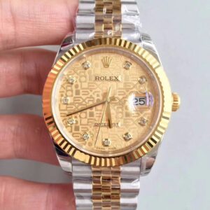 Replica Rolex Datejust 126333-0003 41MM EW Factory Diamond-studded Gold Dial watch