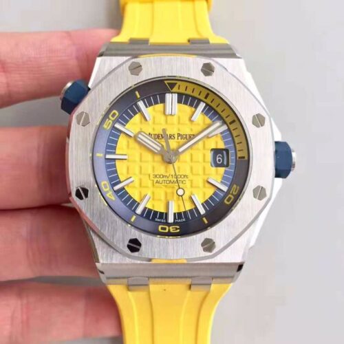 Replica Audemars Piguet Royal Oak Offshore Diver 15710ST.OO.A051CA.01 JF Factory V3 Yellow Dial watch