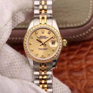 Replica Rolex Lady Datejust 18K Gold Plating 28mm Gold Dial watch