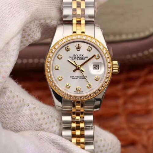 Replica Rolex Lady Datejust 18K Yellow Gold 28MM Silver Dial watch