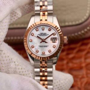 Replica Rolex Lady Datejust Rose Gold 28MM White Enamel Dial watch