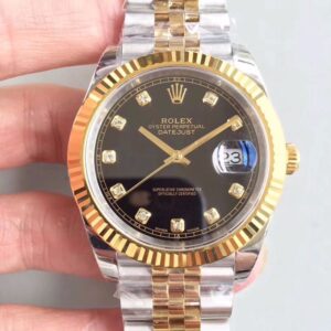 Replica Rolex Datejust II M126333-0013 EW Factory Diamond-encrusted Black Dial watch
