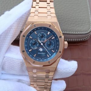 Replica Audemars Piguet Royal Oak Perpetual Calendar 26574OR.OO.1220OR.02 JF Factory Blue Dial watch