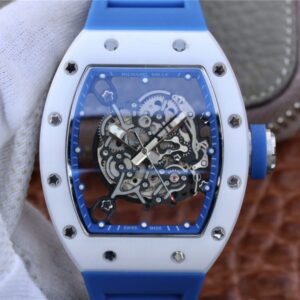 Replica Richard Mille RM055 KV Factory White Ceramic Blue Hollow Dial watch