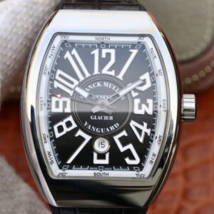 Replica Franck Muller Vanguard V45-04 Black Leather Strap Black Dial watch