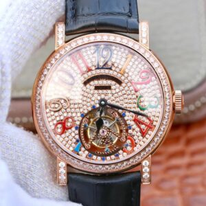 Replica Franck Muller Round Color Dreams Tourbillon Rose Gold Diamond Dial watch