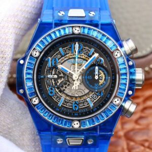 Replica Hublot Big Bang Unico 411.JX.4802.RT Blue Strap Skeleton Dial watch