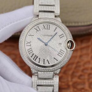 Replica Ballon Bleu De Cartier WE9009Z3 42mm TW Factory Silver Diamond Dial watch