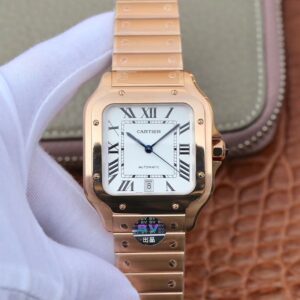 Replica Cartier De Santos 40mm BV Factory 18K Rose Gold Case White Dial watch