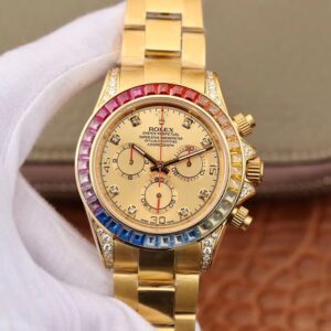 Replica Rolex Daytona Cosmograph Rainbow 116598RBOW BL Factory Gold Dial watch