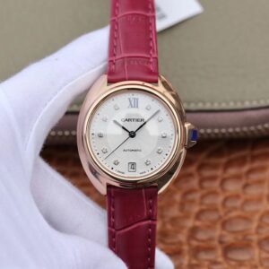 Replica Cle De Cartier Automatic 35mm WJCL0032 18K Rose Gold Silver-gray Dial watch