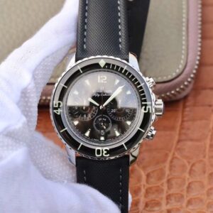 Replica Blancpain Fifty Fathoms Chronographe Flyback 5085F-1130-52A OM Factory Black Nylon Strap Black Dial watch