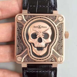 Replica Bell & Ross BR 01 Skull Bronze Rose Gold and Black Dial watch