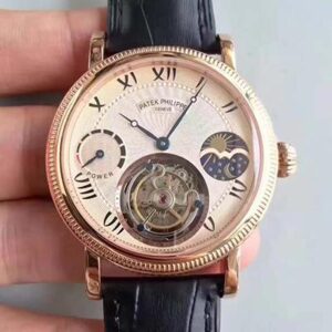 Replica Patek Philippe Moonphase Tourbillon Rose Gold Dial watch