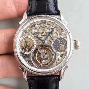 Replica Patek Philippe Tourbillon Moonphase Silver Dial watch
