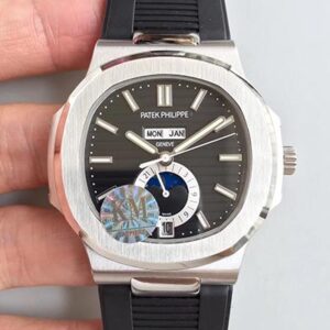 Replica Patek Philippe Nautilus Annual Calendar Moonphase 5726A KM Factory V2 Black Dial watch