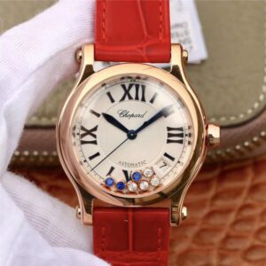 Replica Chopard Happy Sport 274808-5001 YF Factory Rose Gold Red Strap watch
