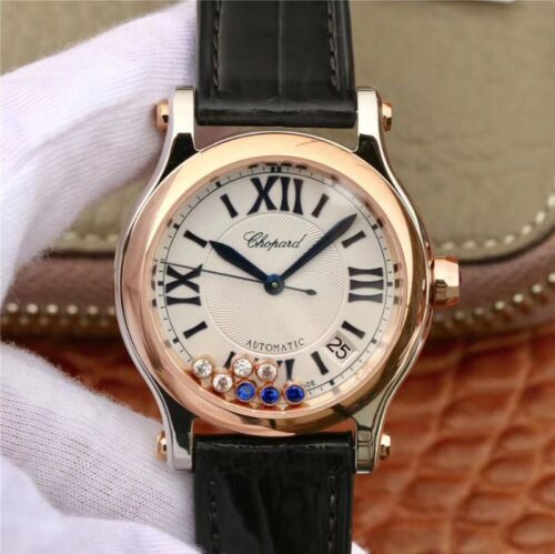 Replica Chopard Happy Sport 274808-5001 YF Factory Rose Gold Diamonds watch