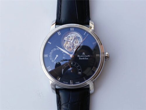 Replica Blancpain Villeret Tourbillon 8 Jours 6025-1542-55b JB Factory Black Dial watch