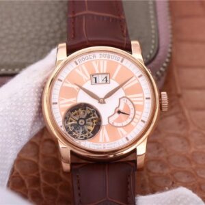 Replica Roger Dubuis Hommage Flying Tourbillon RDDBHO0568 JB Factory Rose Gold watch