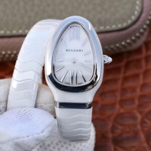 Replica Bvlgari Serpenti Spiga 102613 BV Factory White Ceramic Steel Bezel watch