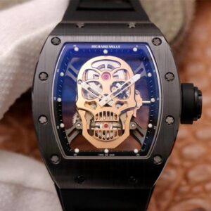 Replica Richard Mille RM052-01 ZF Factory Black Ceramic Rose Gold Skull Dial watch