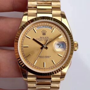 Replica Rolex Day Date M128238-0045 Yellow Gold EW Factory Champagne Dial watch