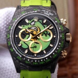 Replica Rolex Daytona Cosmos Chronograph Carbon Fiber Edition Green Exploded Dragon Dial watch