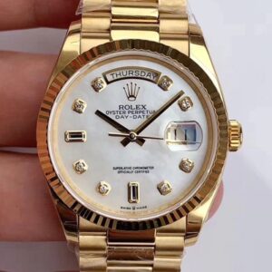 Replica Rolex Day Date M128238 EW Factory White Dial Diamond Time Scale watch