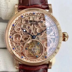 Replica Patek Philippe Tourbillon Rose Gold Skeleton Dial watch