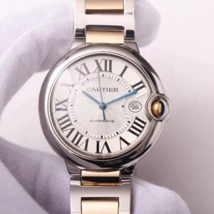 Replica Ballon Bleu de Cartier W69009Z3 Wrap Gold V9 Factory Silver White Dial watch