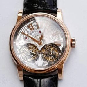Replica Roger Dubuis Hommage RDDBHO0562 Double Flying tourbillon JB Factory Silver Dial watch