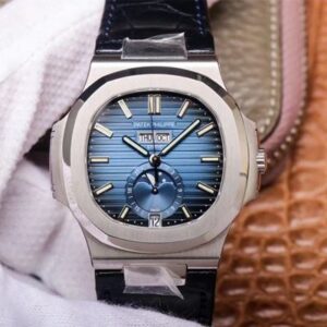 Replica Patek Philippe Nautilus 5726/1A-014 Moonphase PF Factory Black Leather Strap watch