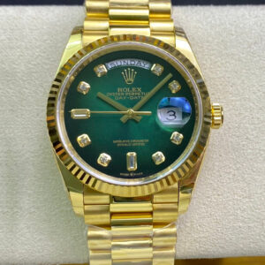 Replica Rolex Day Date M128238-0069 Yellow Gold EW Factory Gradual Green Dial watch