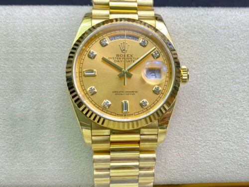 Replica Rolex Day Date M128238-0008 Yellow Gold EW Factory Champagne Dial watch