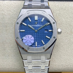 Replica Audemars Piguet Royal Oak Quartz 67650ST.OO.1261ST.01 JF Factory Blue Dial watch