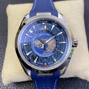 Replica Omega Seamaster Aqua Terra GMT Worldtimer 220.12.43.22.03.001 VS Factory Blue Dial watch