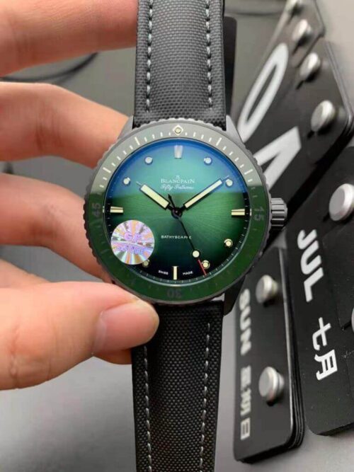 Replica Blancpain Fifty Fathoms Bathyscaphe Mokkarran 5005 0153 NABA GF Factory Green Dial watch