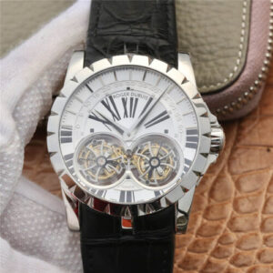 Replica Roger Dubuis Excalibur RDDBEX0250 JB Factory Tourbillon White Dial watch